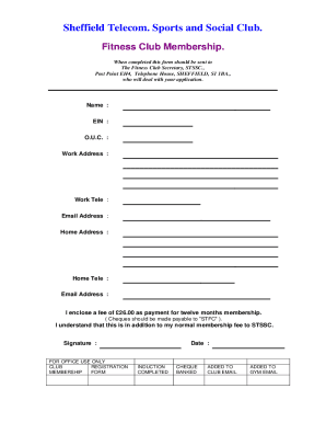 Fitness Club Membership Application Form.doc