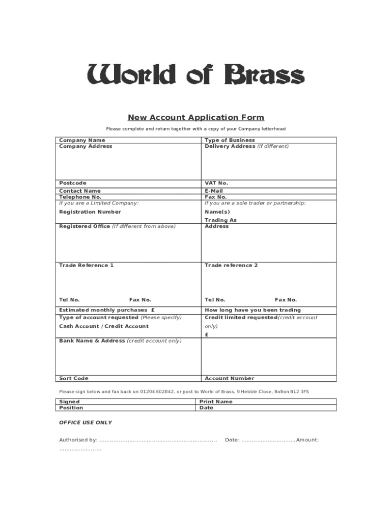 New Account Application All Sections Long Template Doc Template pdfFiller