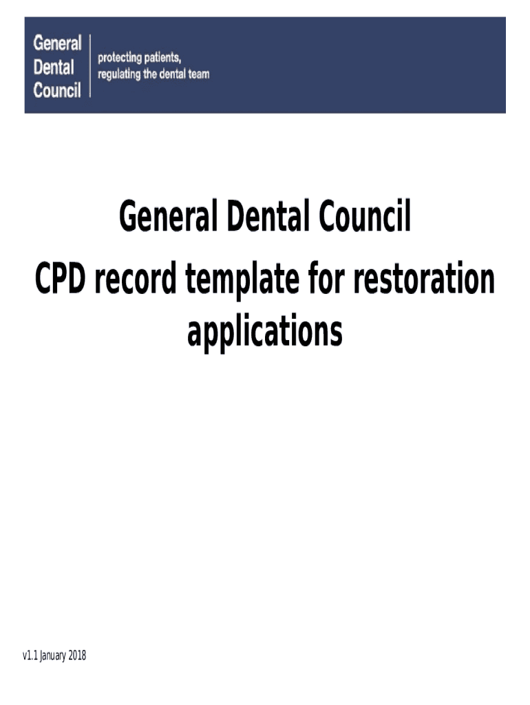 CPD record template General Dental Council Doc Template pdfFiller