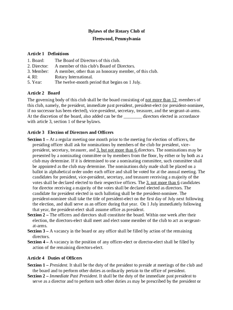 Rotary Club Bylaws (2010) Revised based on the Doc