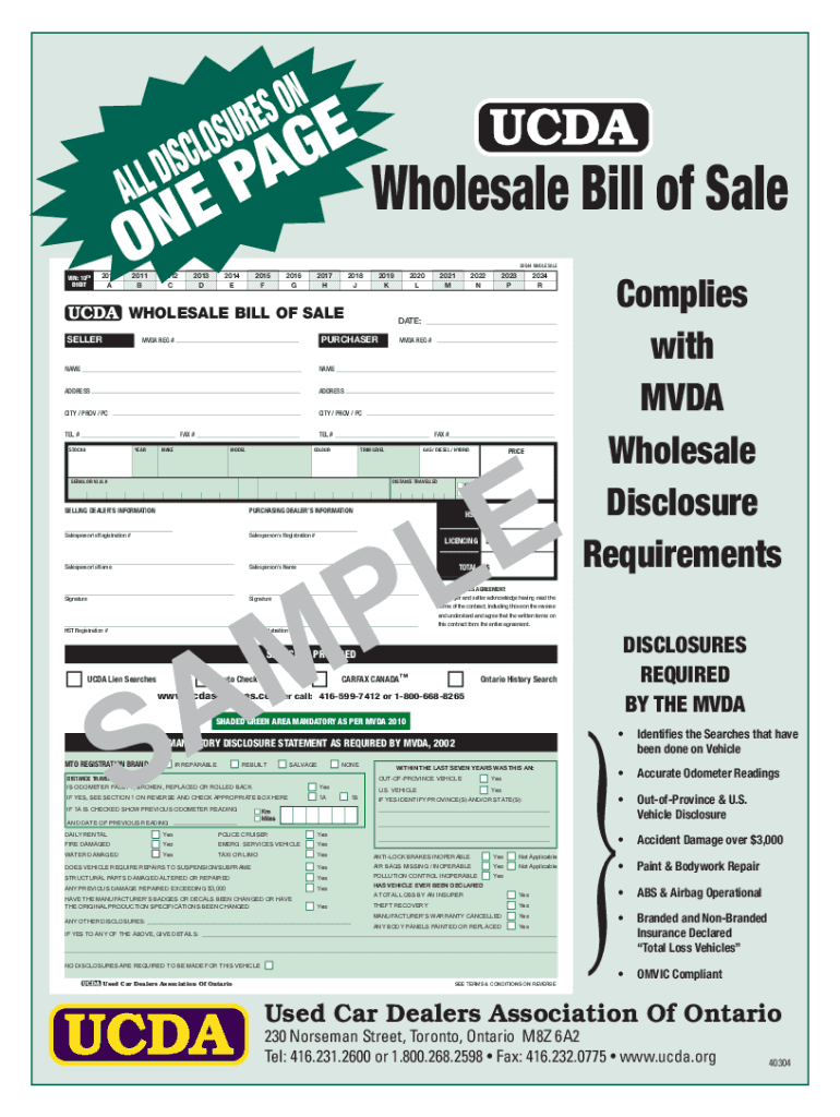 ucda bill of sale Preview on Page 1.