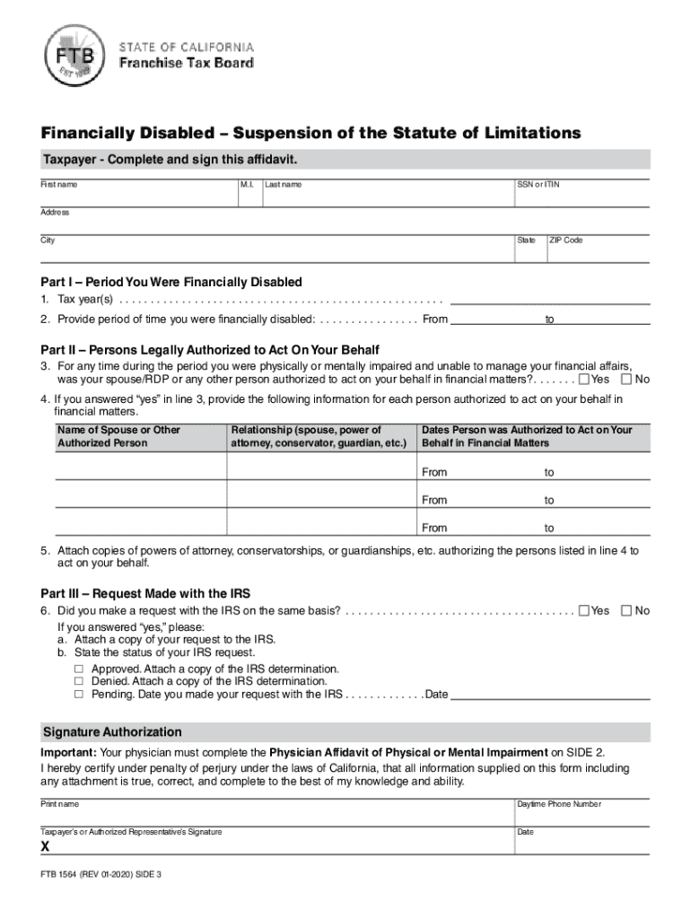 PDF FTB 1564 - Franchise Tax Board - CA.gov Preview on Page 1