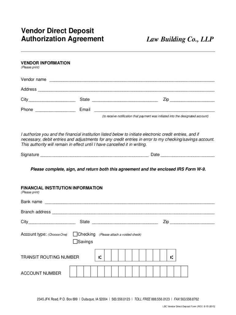 Fillable Online FREE 7+ Sample Vendor Direct Deposit Forms in PDFMS Word Fax Email Print pdfFiller