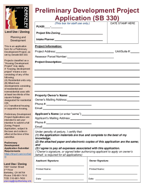 Fillable Online Preliminary Development Project Application Form Fax ...
