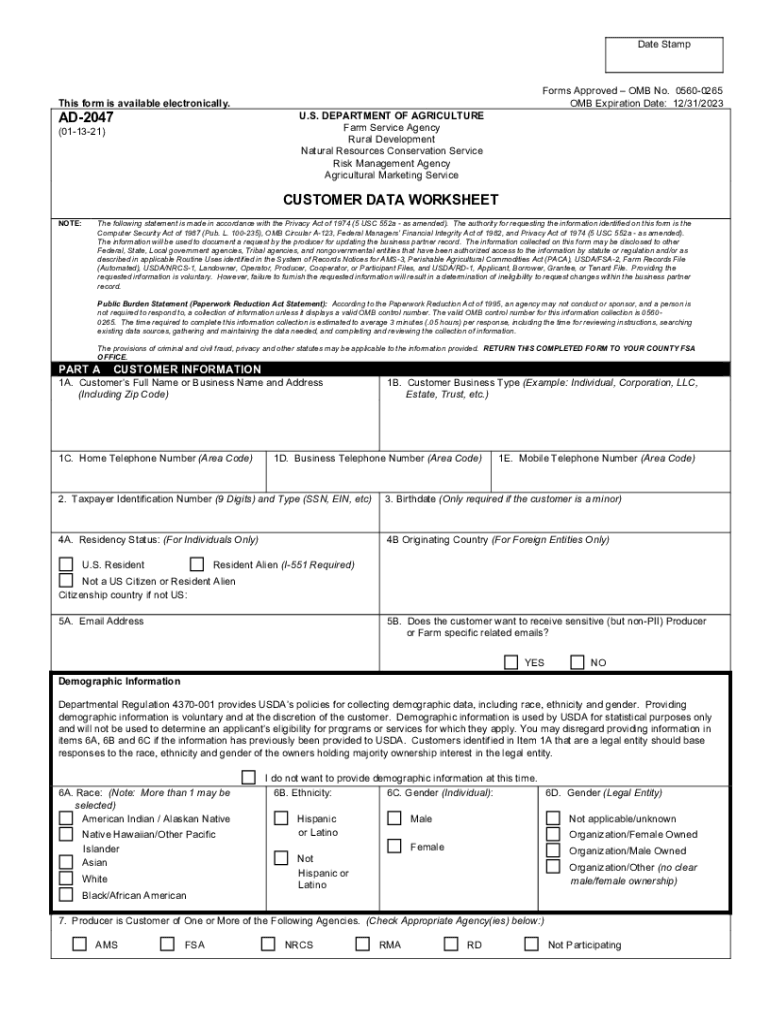 ad 2047 usda Preview on Page 1