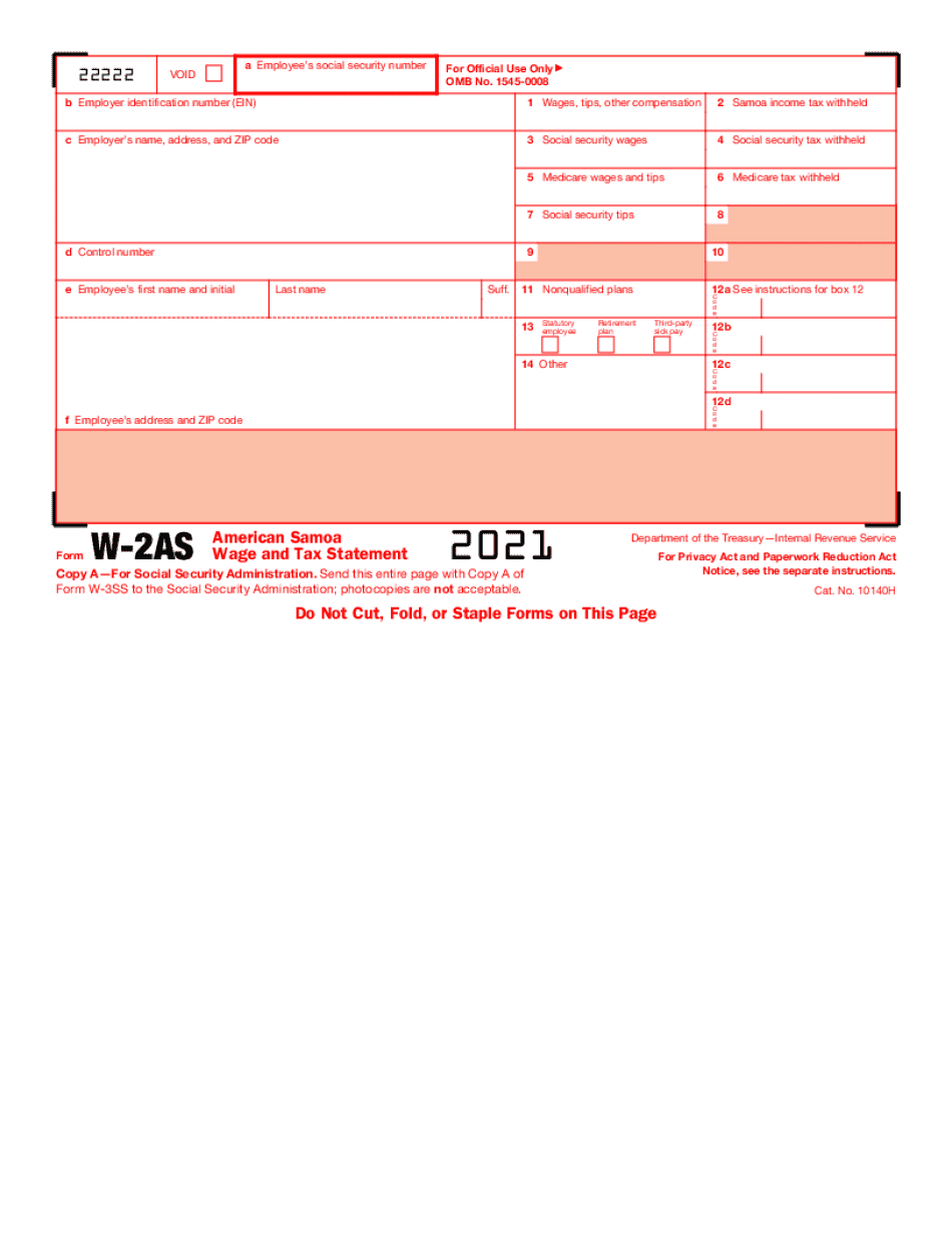 Fill In Form W-2AS