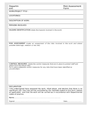 Risk Assessment Form