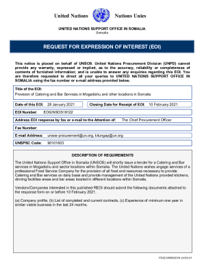 Provision of Catering and Bar Services in Mogadishu and other locations in Somalia