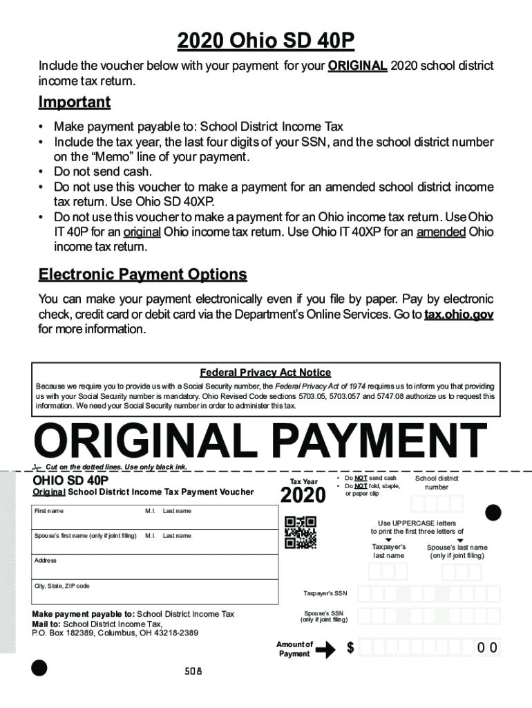 Fillable Online tax ohio SD 40P form Fax Email Print pdfFiller