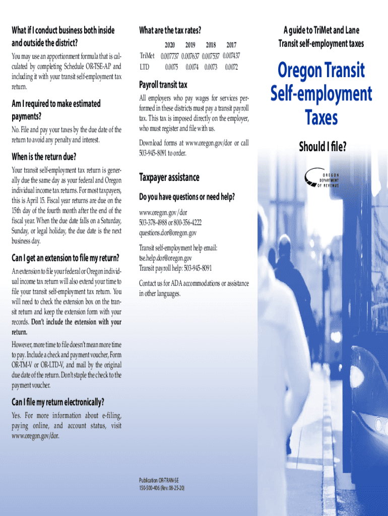 Fillable Online 2020 Publication ORTRANSE, A guide to TriMet and Lane