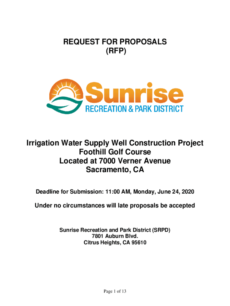 Fillable Online Request for Proposal Commercial Irrigation System