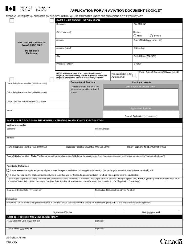 Aviation Document Booklet Application Preview on Page 1