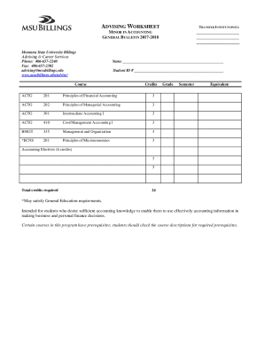 PDF Accounting Minor - MONTANA STATE UNIVERSITY-BILLINGS