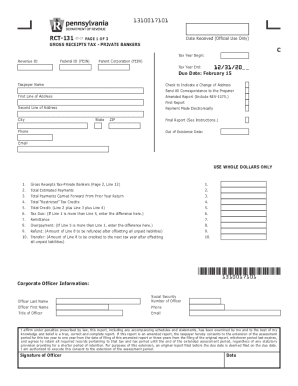 Fillable Online Gross Receipts Tax Report - Private Bankers (RCT-131 ...