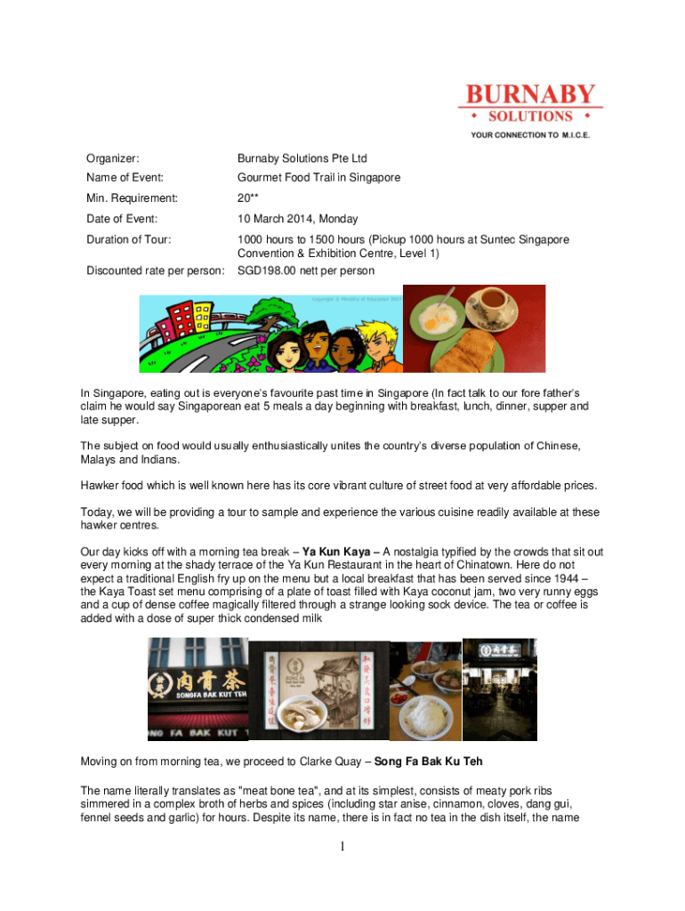 Fillable Online Gourmet Food Trail in Singapore Fax Email Print - pdfFiller