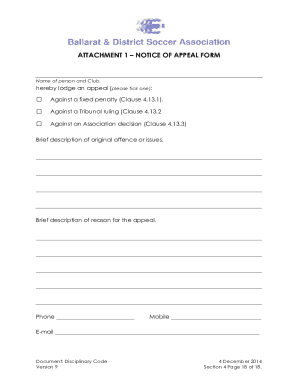 ATTACHMENT 1 NOTICE OF APPEAL FORM