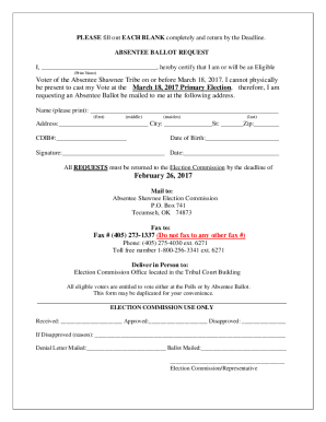 Fillable Online Absentee Ballot Form - Fill Out and Sign Printable PDF ...