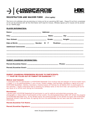 Fillable Online Athletic Waiver Form - Fill Out and Sign Printable PDF ...