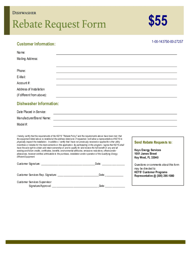 Fillable Online Dishwasher Rebate Form Fax Email Print pdfFiller