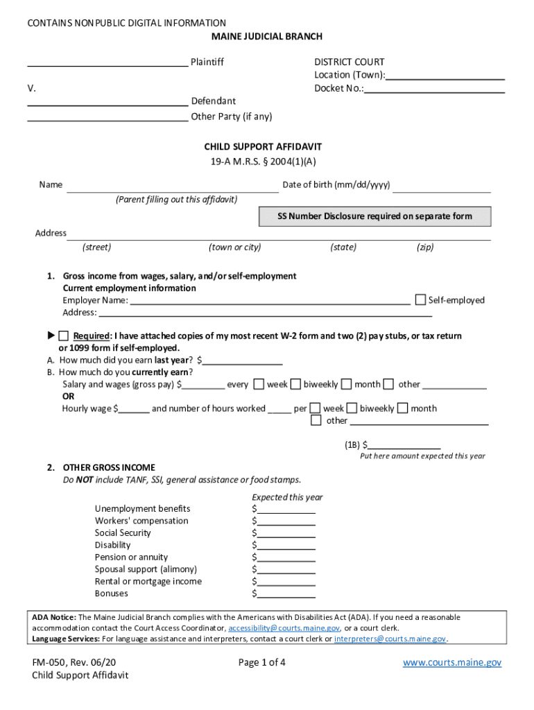 maine affidavit form Preview on Page 1