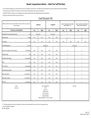 Nevada Transportation Authority --Model Tow Tariff (Flat Rate)