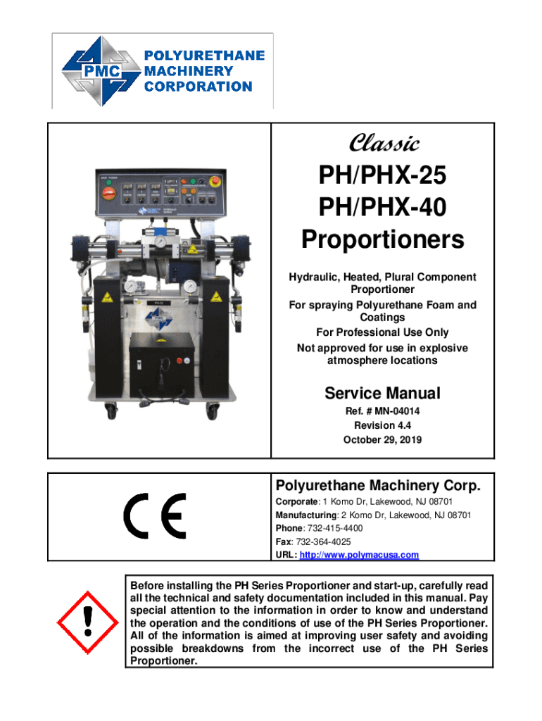 Fillable Online Fillable Online cuse PH/PHX25 PH/PHX40 Proportioners
