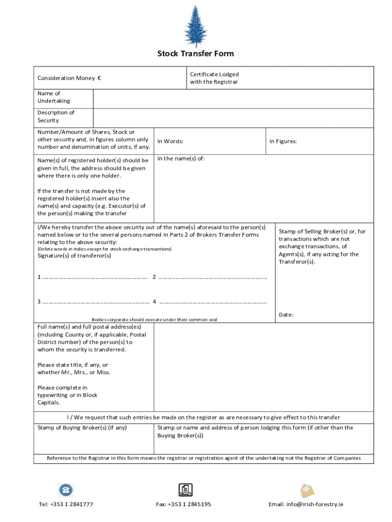 share transfer form ireland Preview on Page 1