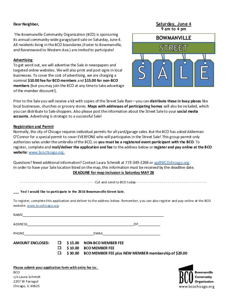 Bowmanville Yard Sale Fill Online, Printable, Fillable, Blank pdfFiller