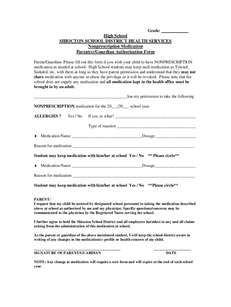 Fillable Online SHIOCTON SCHOOL DISTRICT HEALTH SERVICES Fax Email