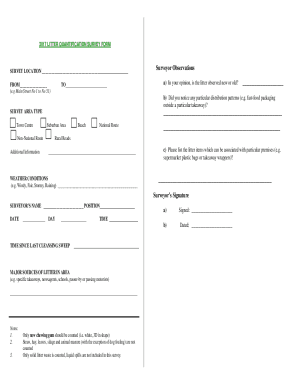 2017 LITTER QUANTIFICATION SURVEY FORM