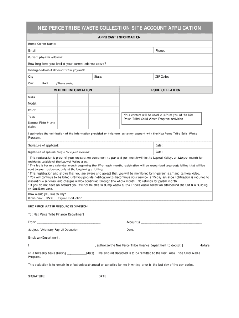 Fillable Online PDF Nez Perce Reservation Forestry Burn Permit