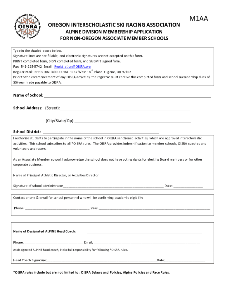 Fillable Online Registration FormsSki OSSA Fax Email Print pdfFiller