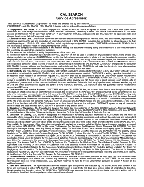 CAL SEARCH Service Agreement