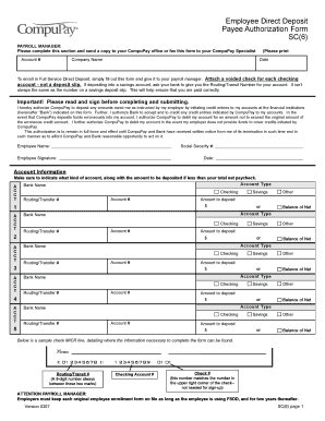 Employee Direct Deposit Authorization Form