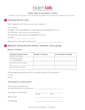 Field Test Evaluation Form