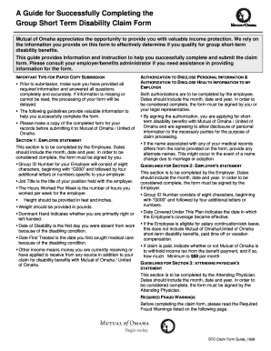 Group Short Term Disability Claim Form