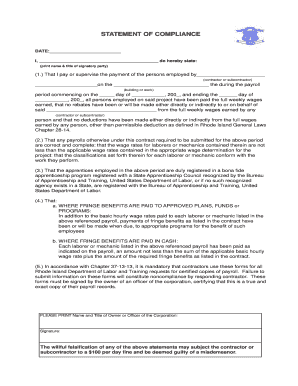 Rhode Island Payroll Compliance Statement