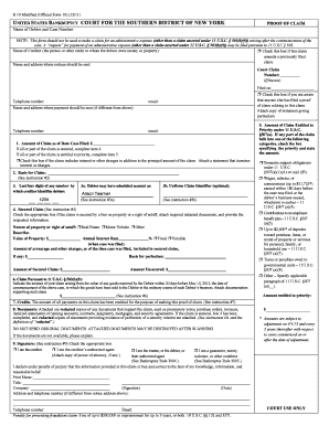 US Bankruptcy Proof of Claim Form