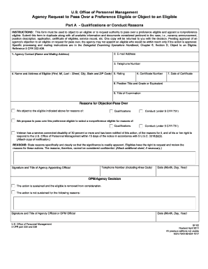 US Federal Agency Request to Pass Over a Preference Eligible