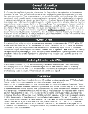 Angelina College Community Services Registration Form