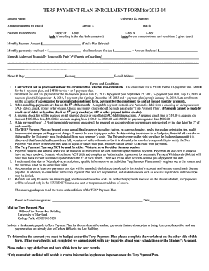 TERP Payment Plan Enrollment Form