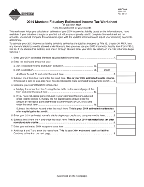 Montana Fiduciary Estimated Income Tax Worksheet