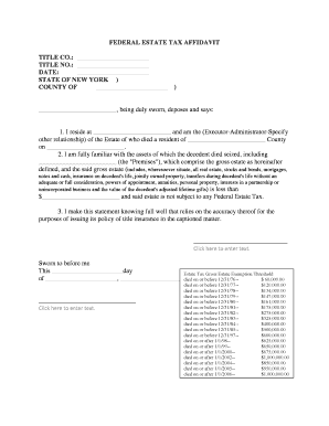 Federal Estate Tax Affidavit