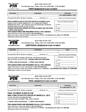 New York State PTA Membership Dues Payment Form