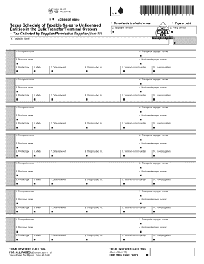 Texas Schedule of Taxable Sales to Unlicensed Entities
