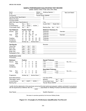 AWS B2.1 Welding Performance Qualification Test Record