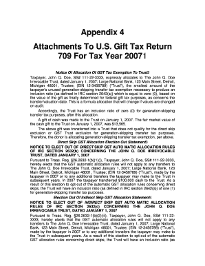 US Gift Tax Return Form 709 GST Allocation Notice