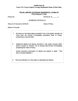 Texas Limited Coverage Residential Chain of Title Policy