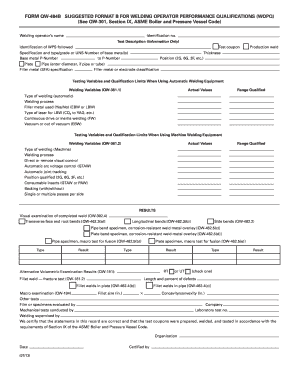 Welding Operator Performance Qualification Form QW-484B