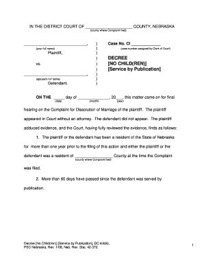 Nebraska Divorce Decree No Children